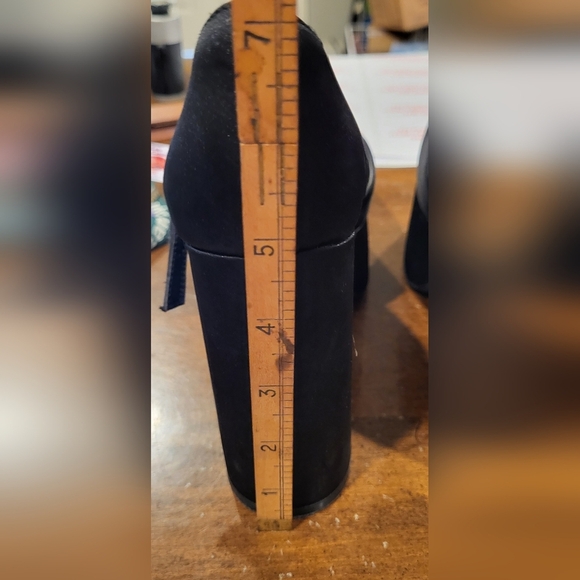 Jeffrey Campbell OVER-N-OUT Platform Black Satin Square Toe Shoes Size 6 - Picture 10 of 11